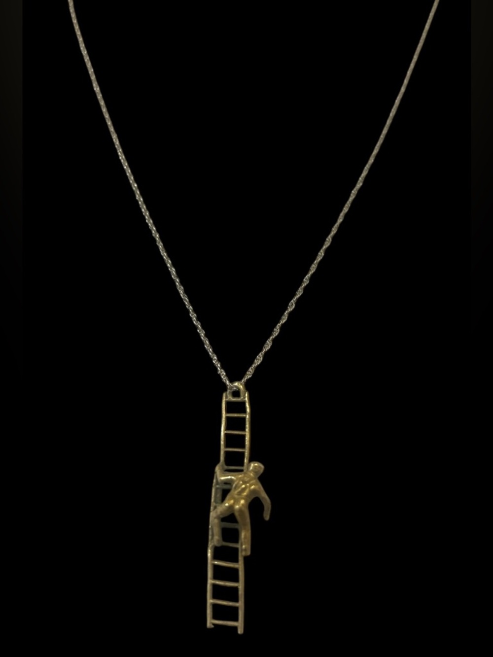 Vera meat Man on Ladder / Climber gold plated 925 Sterling silver Necklace